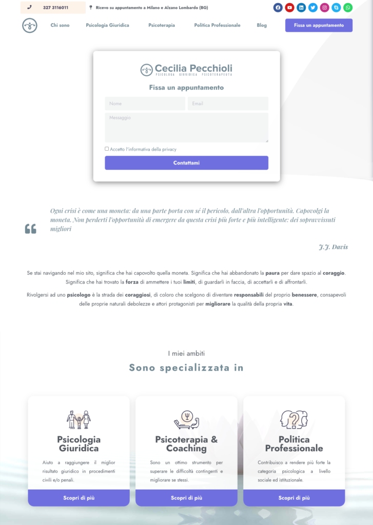 wombo esempio sito web psicologa milano